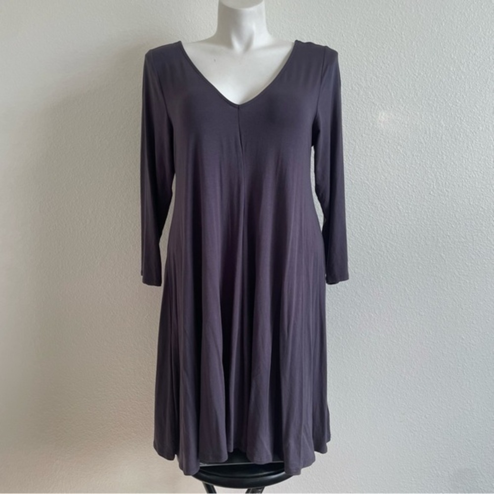 Torrid Dress Womens 2X Gray Long Sleeve Jersey Trapeze Swing Casual Short Dress